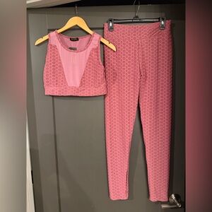 NWT Dark Mauve Workout Textured Leggings and Top Set size L/XL
